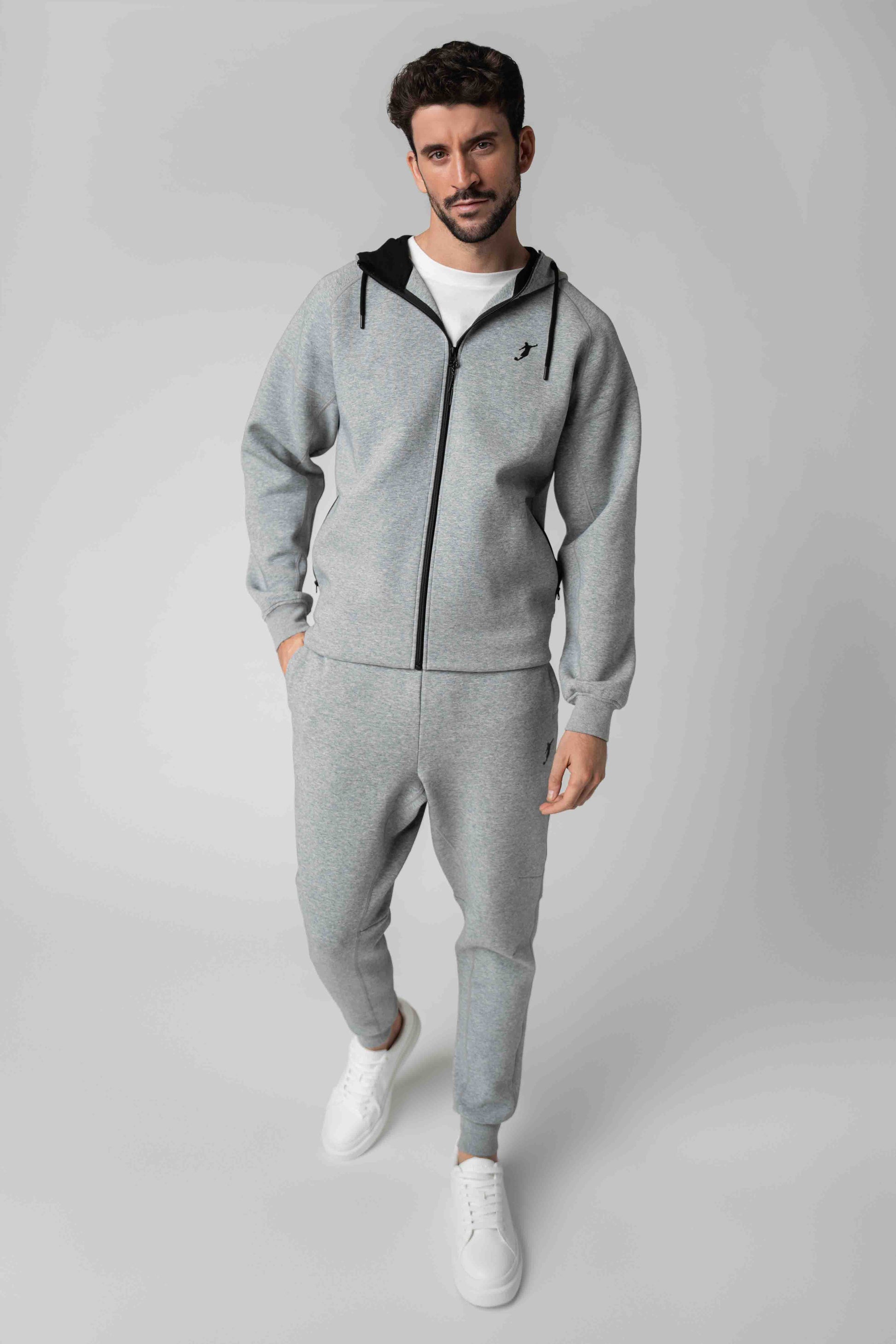 Sudadera FlexTech Zip Gris Logo
