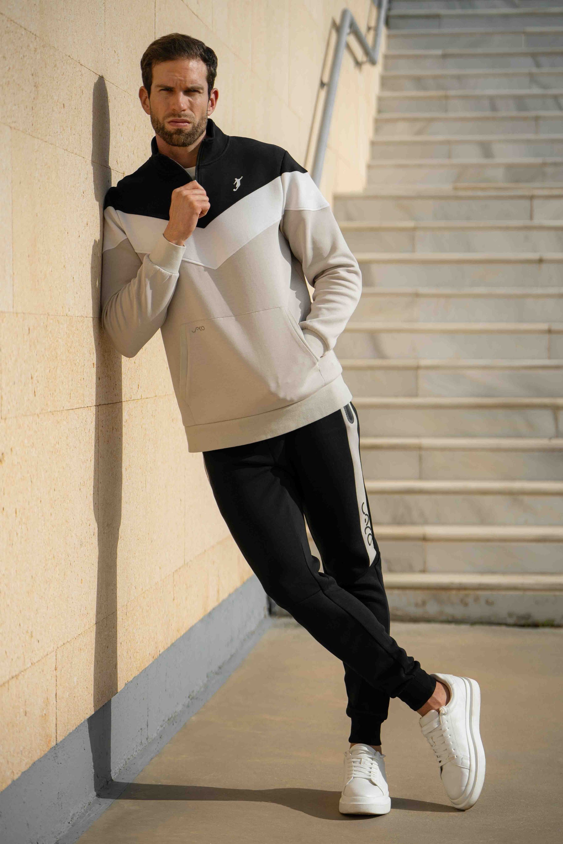 Sudadera FlexTech Color Block Beige