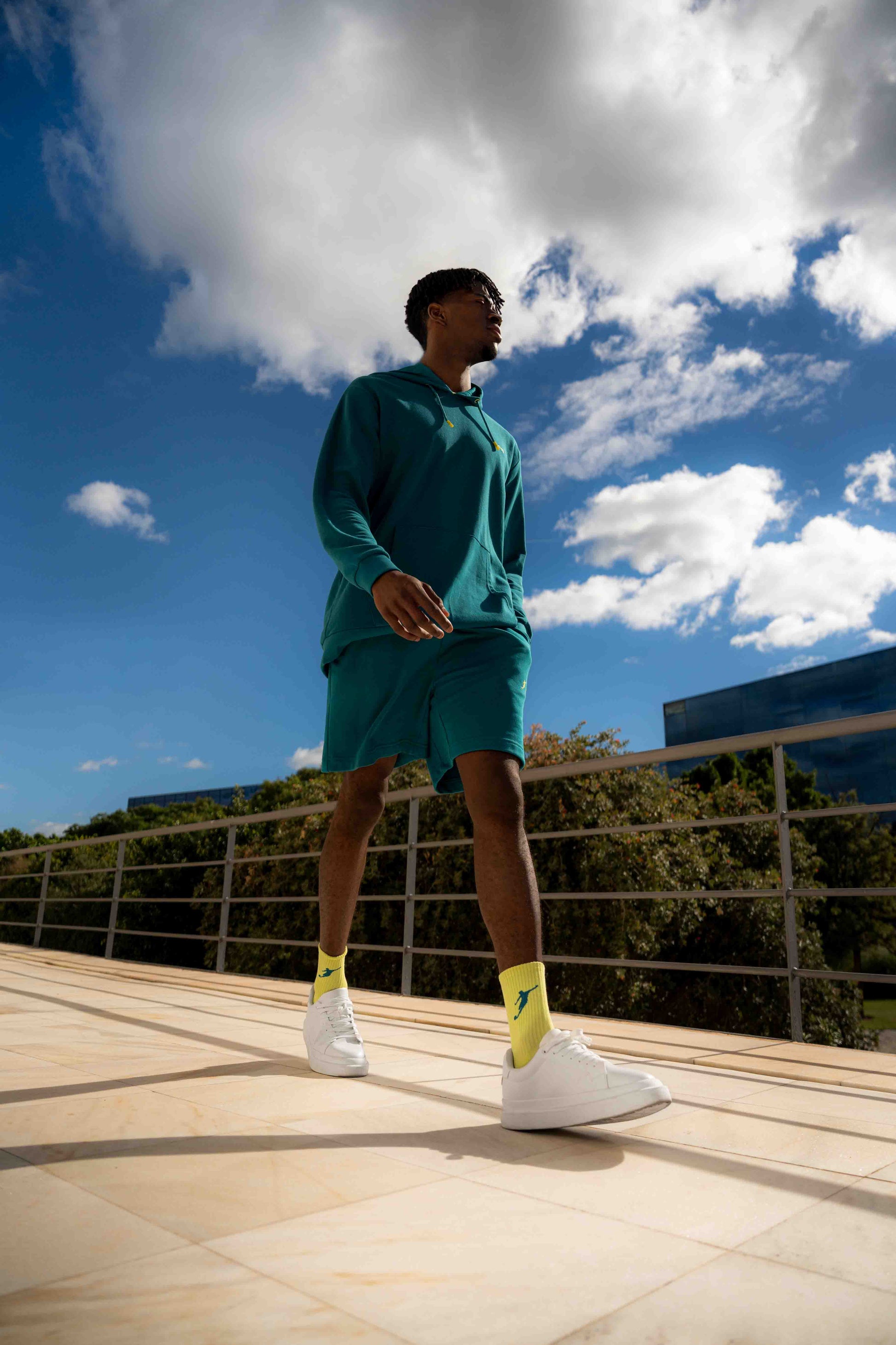 Sudadera Basic Capucha Verde