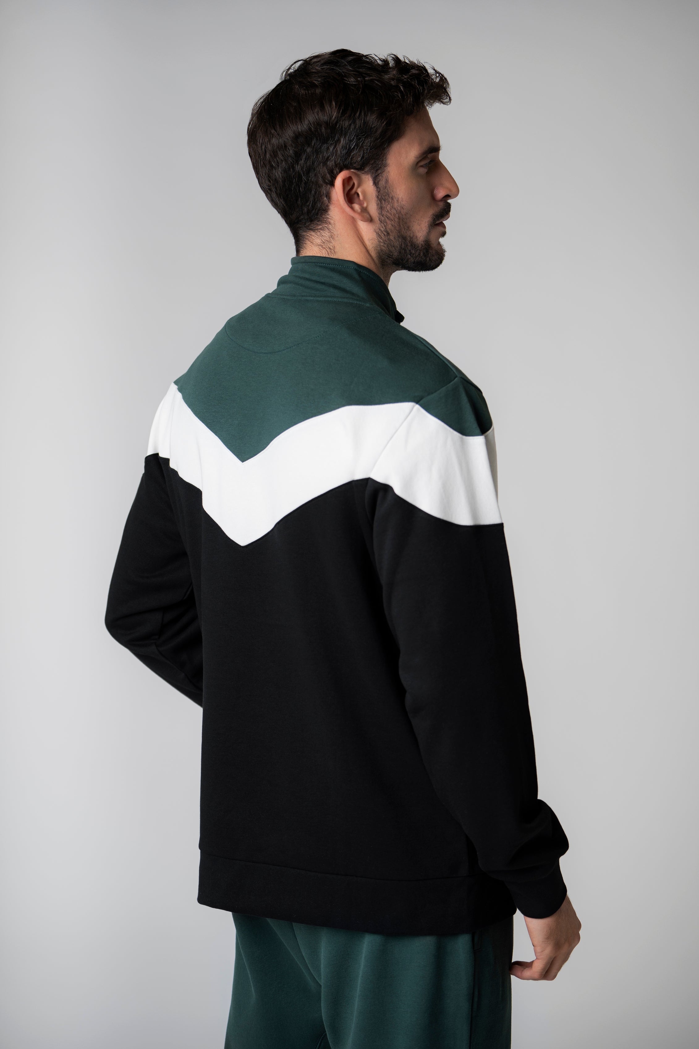 Collection of Color Block Zip Up Sweatshirt in a gallery layout