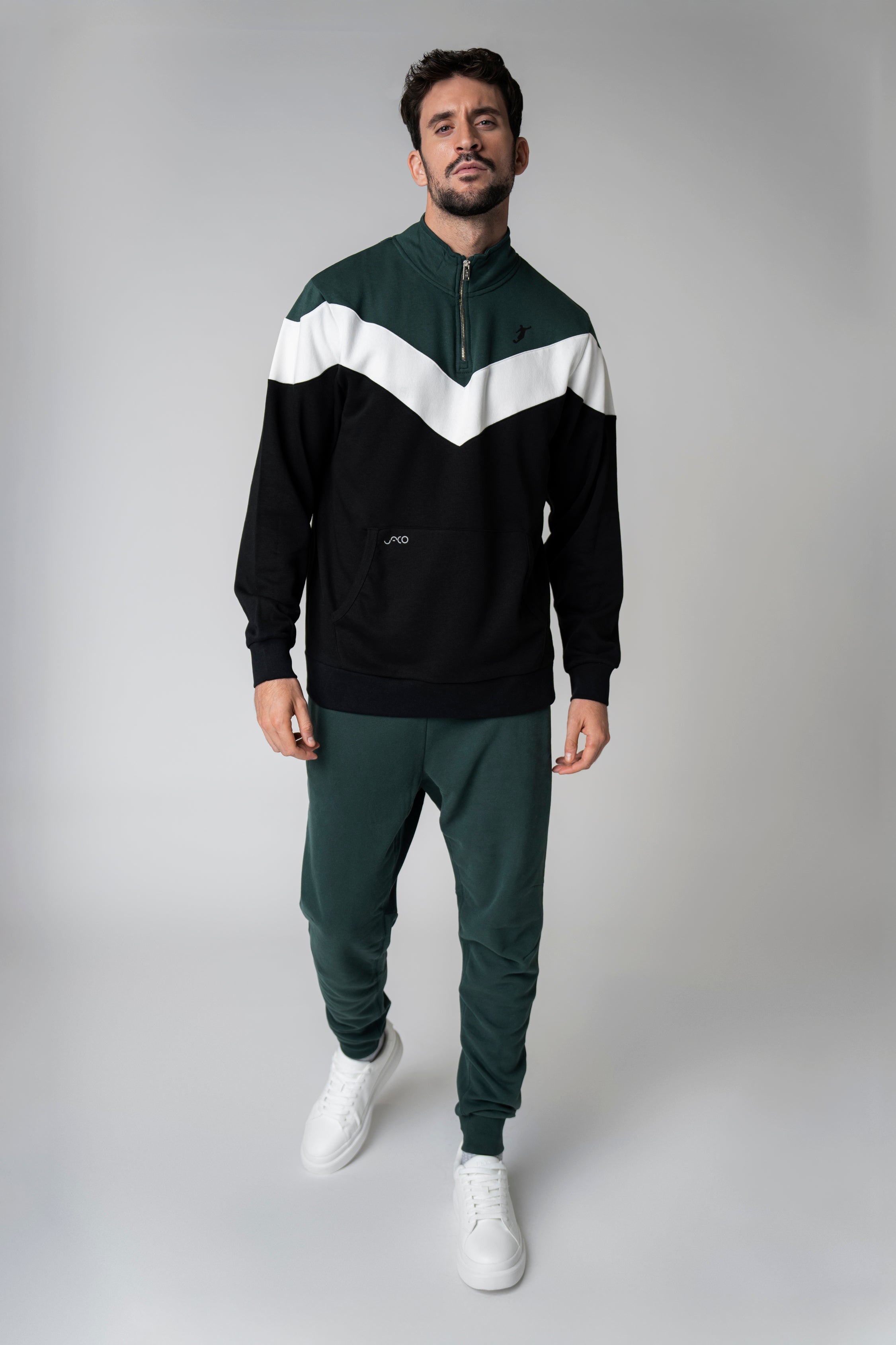 Collection of Color Block Zip Up Sweatshirt in a gallery layout